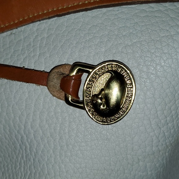 Dooney&BourkeVintageAWL White&Tan DrawstringBucketBag. TasselStyleDrawstring.EUC - Picture 5 of 16